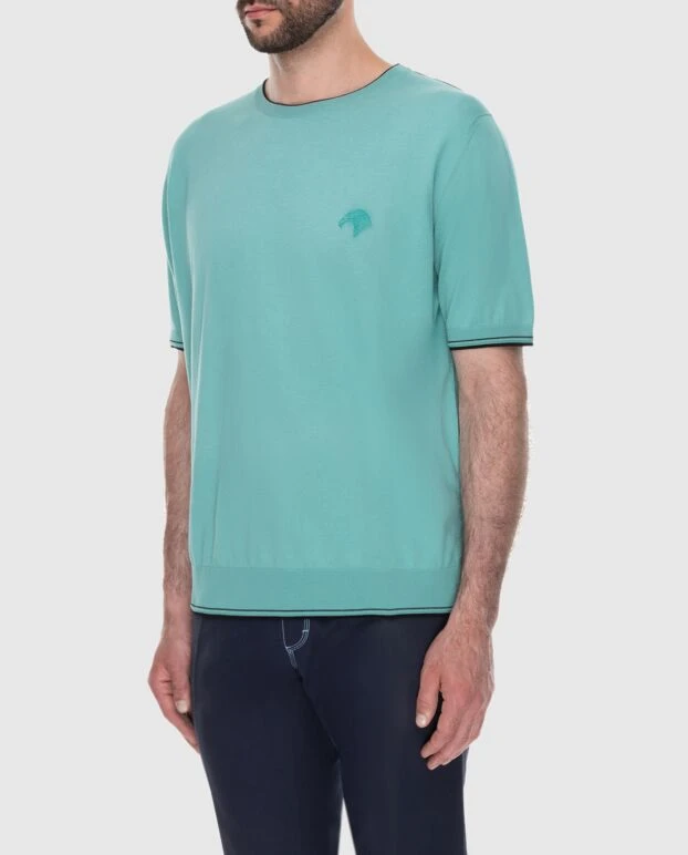 Stefano Ricci ерлерге арналған жасыл қысқа жеңді мақтадан жасалған джемпер 169160 - фото 3