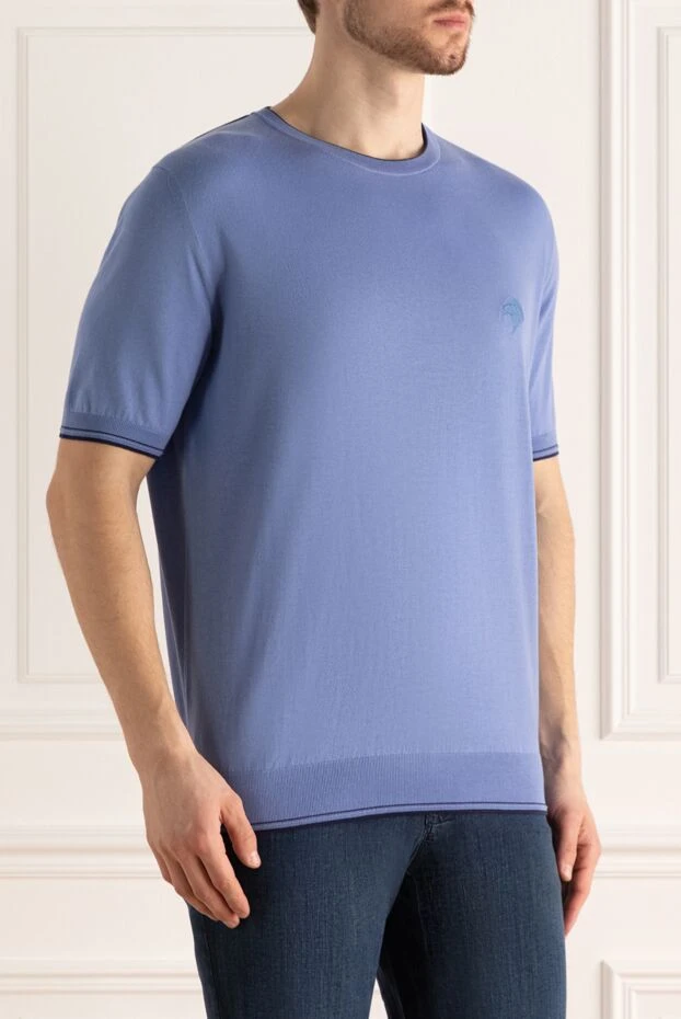 Stefano Ricci джемпер с коротким рукавом из хлопка голубой мужской 169161 - фото 3