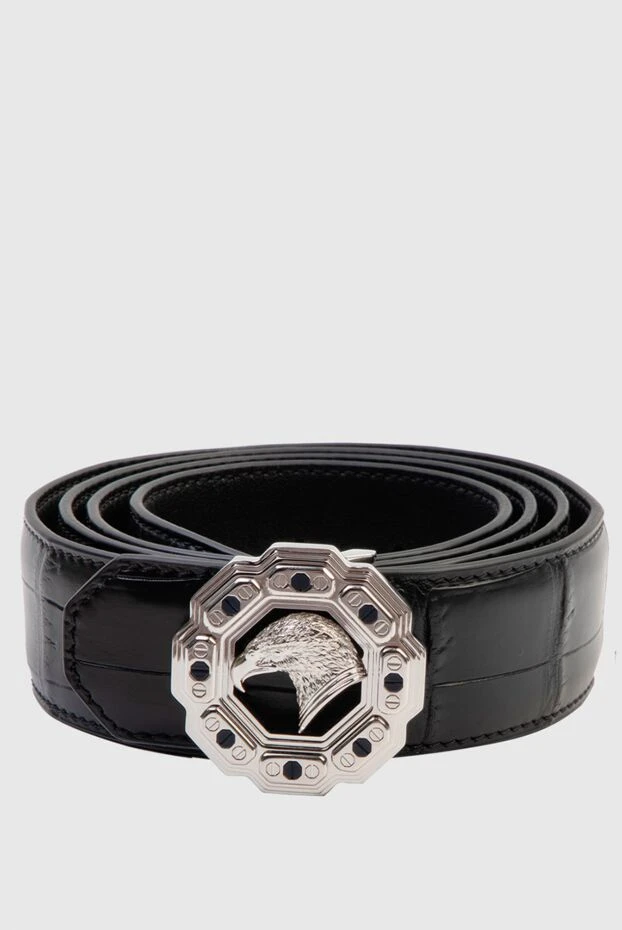 Men's black crocodile leather belt with an octagonal Eagle buckle - photo 1
