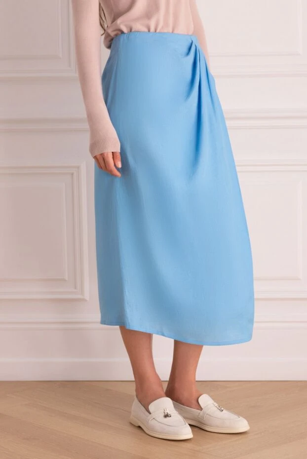 Loro Piana юбка из льна голубая женская 169181 - фото 3