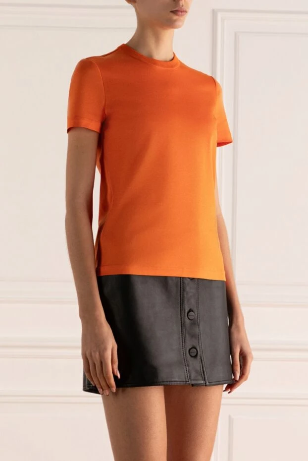 Loro Piana футболка из хлопка насыщенного оранжевого цвета с тиснением
 169188 - фото 3