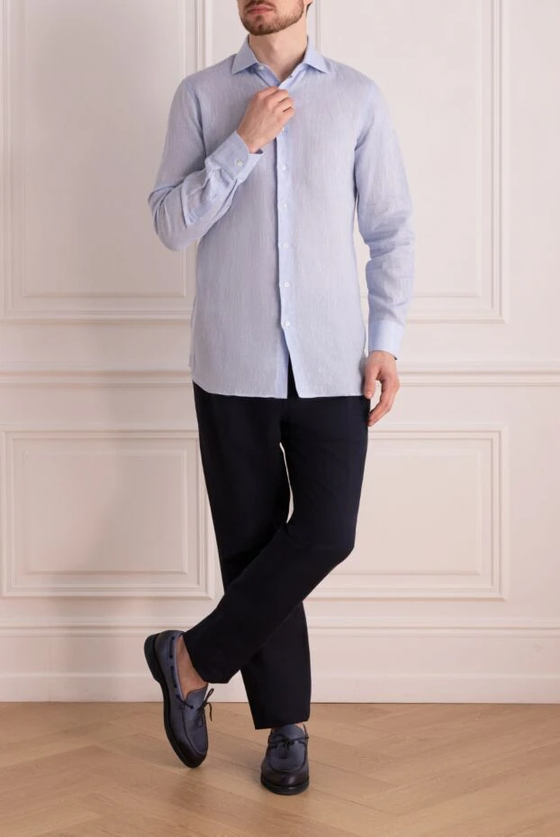 Brunello Cucinelli blue linen and cotton pants for men 169238 - photo 2