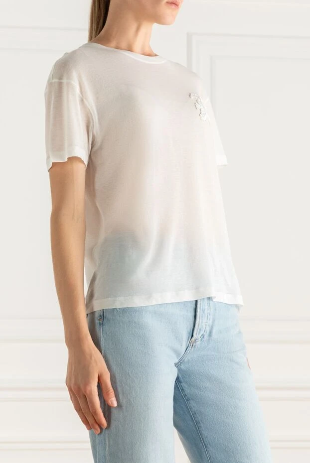 Ermanno Scervino футболка женская хлопковая белая с лого 169244 - фото 3