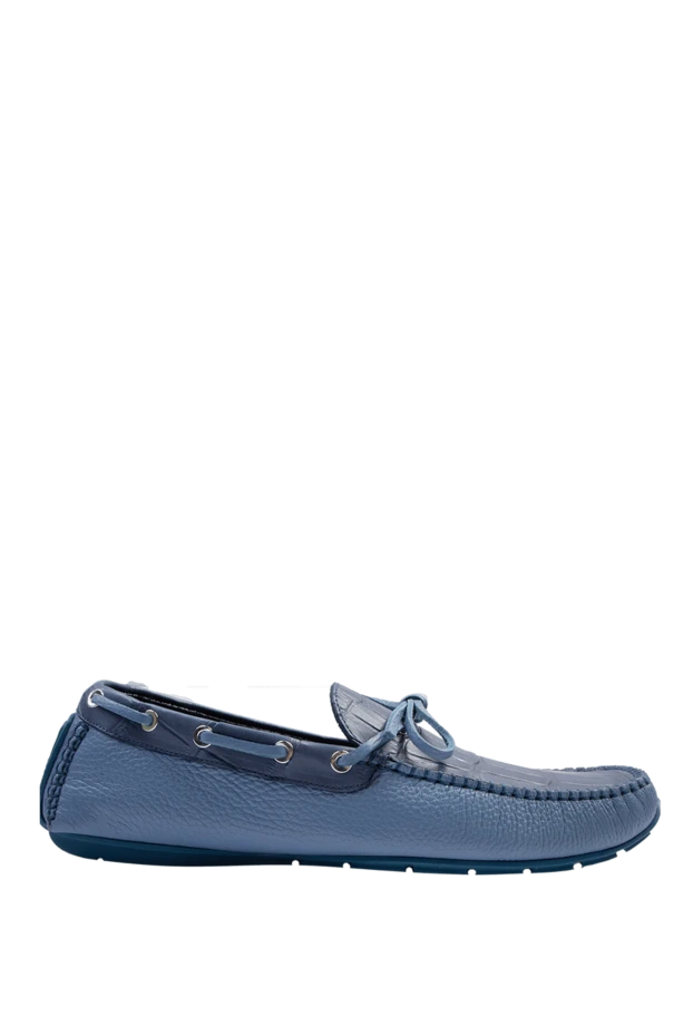 Cesare di Napoli man moccasins for men made of nubuck and alligator skin blue купить с ценами и фото 169277 - photo 1