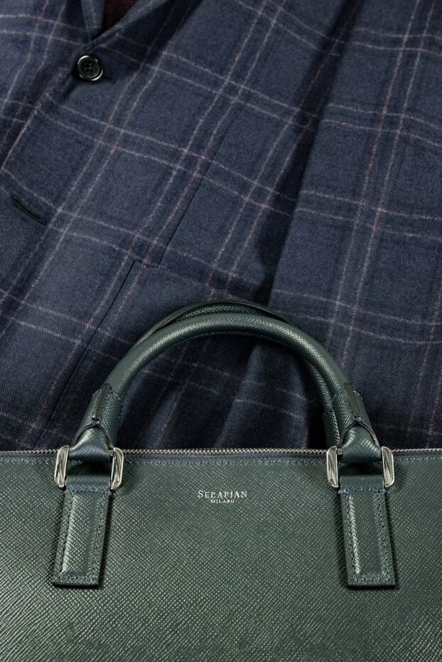 Заманауи кесіндісі бар көк түсті және графитті чекті ерлер курткасы
 - фото 2