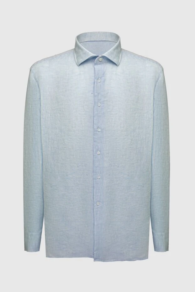 Alessandro Gherardi man men's blue linen shirt купить с ценами и фото 169358 - photo 1