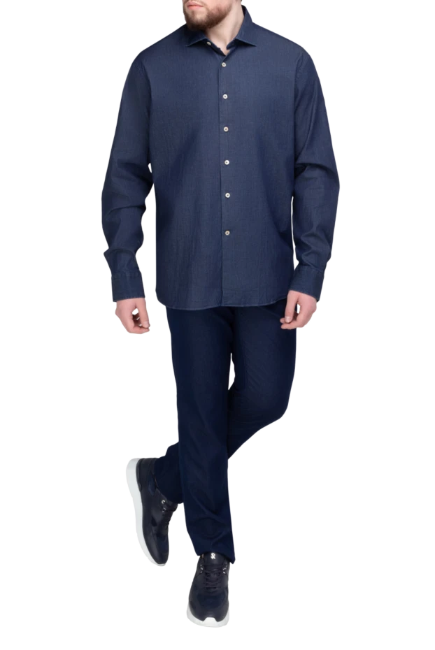 Alessandro Gherardi man blue cotton shirt for men купить с ценами и фото 169359 - photo 2