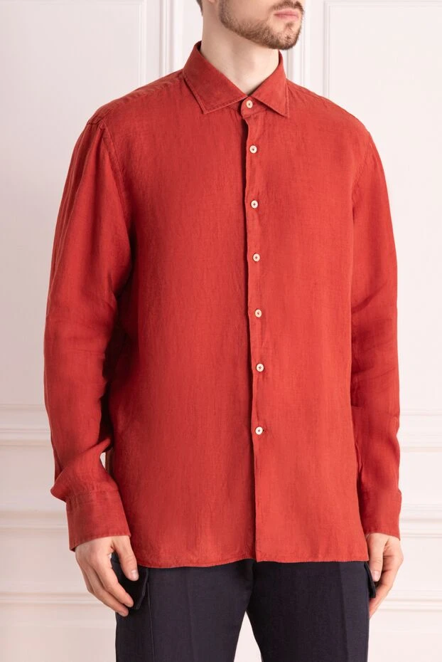 Alessandro Gherardi men's linen shirt red with matte texture
 169360 - photo 3
