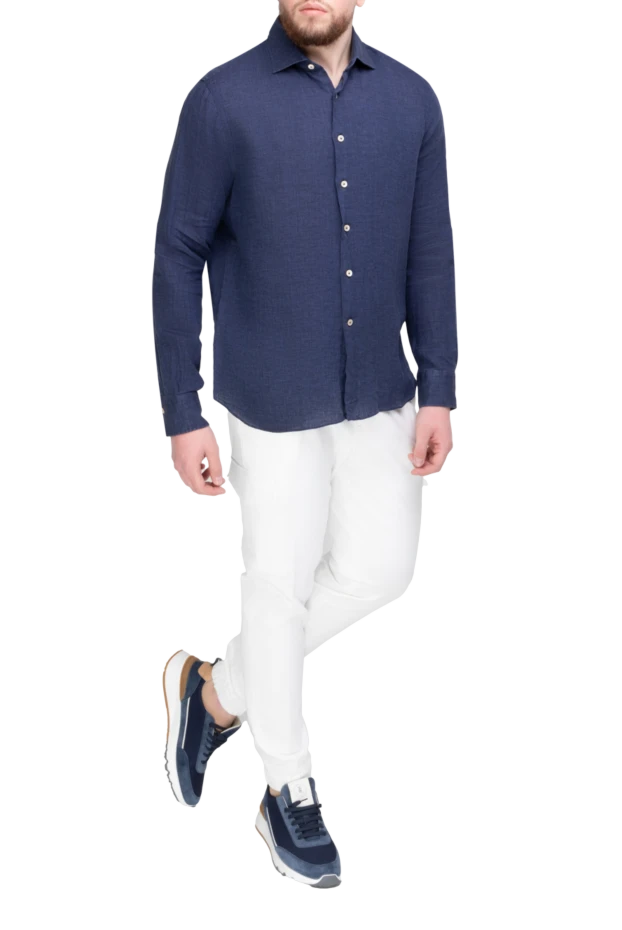 Alessandro Gherardi man men's blue linen shirt купить с ценами и фото 169362 - photo 2