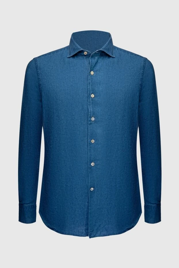 Alessandro Gherardi man men's blue linen shirt купить с ценами и фото 169363 - photo 1