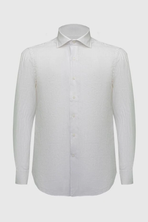 Alessandro Gherardi man men's white linen shirt купить с ценами и фото 169365 - photo 1