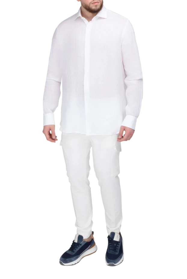 Alessandro Gherardi man men's white linen shirt купить с ценами и фото 169365 - photo 2