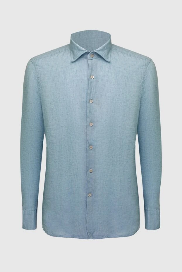 Alessandro Gherardi man men's blue linen shirt купить с ценами и фото 169366 - photo 1