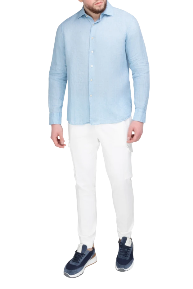 Alessandro Gherardi man men's blue linen shirt купить с ценами и фото 169366 - photo 2