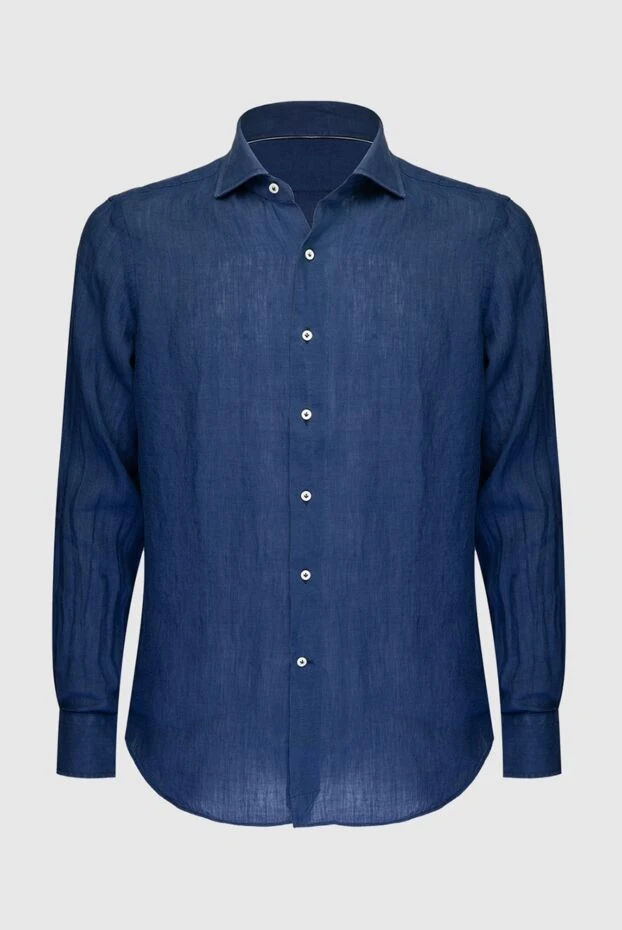 Alessandro Gherardi man men's blue linen shirt купить с ценами и фото 169368 - photo 1