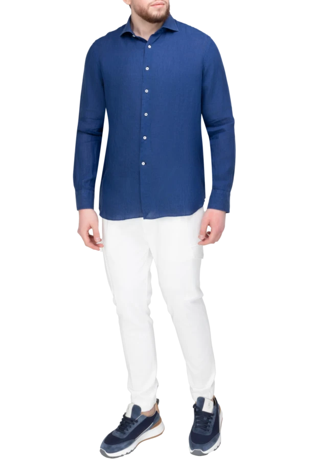 Alessandro Gherardi man men's blue linen shirt купить с ценами и фото 169368 - photo 2