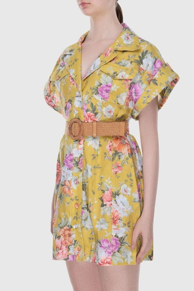 Zimmermann yellow shirt dress made of natural linen with a large floral print
 169401 - photo 3