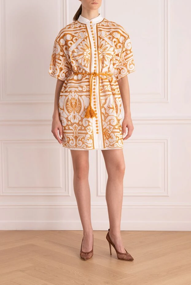 Zimmermann white short dress with orange ethnic cotton pattern

 169417 - photo 2