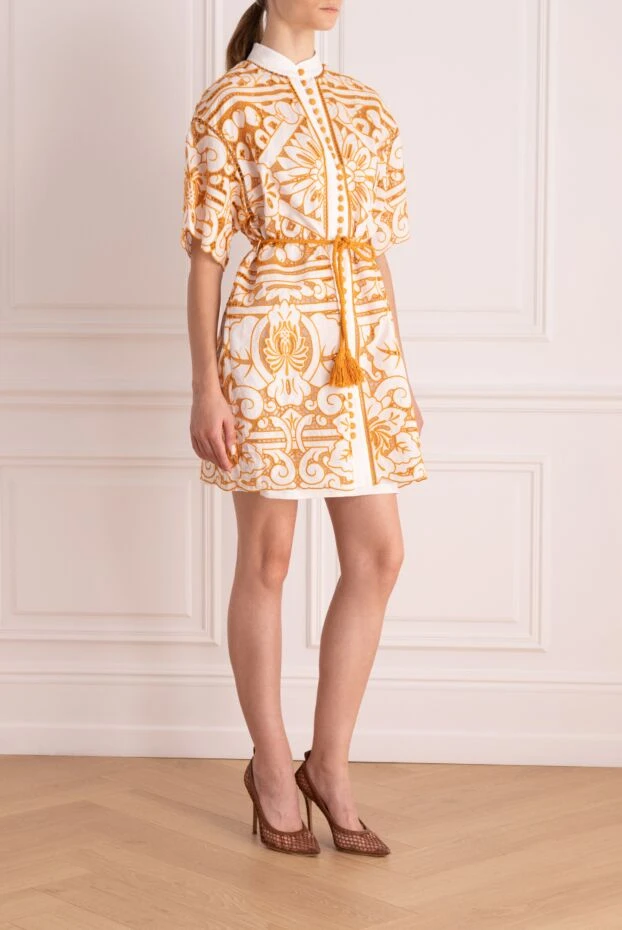 Zimmermann white short dress with orange ethnic cotton pattern

 169417 - photo 3