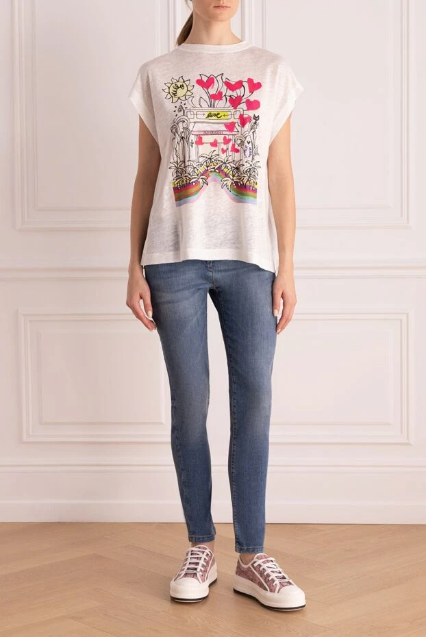 Zimmermann футболка белая свободного кроя с неоновым арт-принтом и сердцами из льна
169422 - фото 2