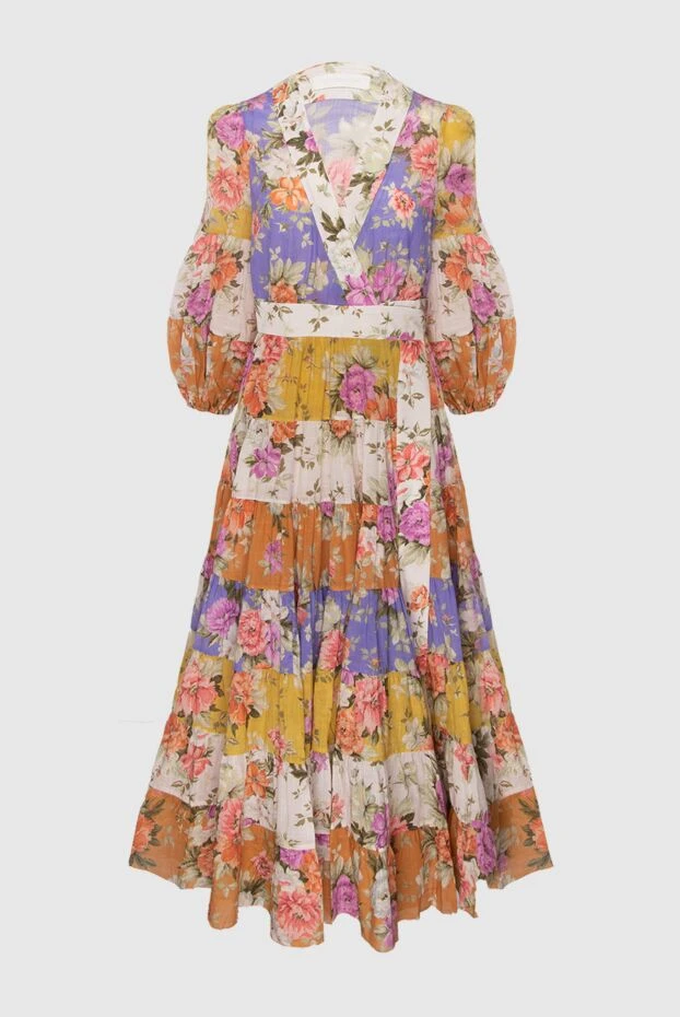 Платье миди из дышащего хлопка с объёмными рукавами и цветами
- фото 1