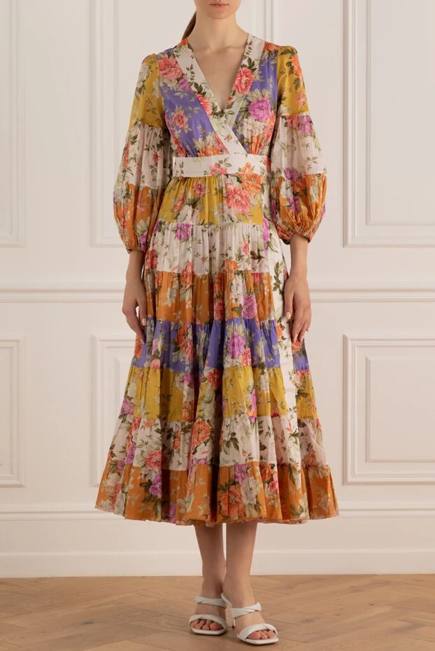 Платье миди из дышащего хлопка с объёмными рукавами и цветами
- фото 2