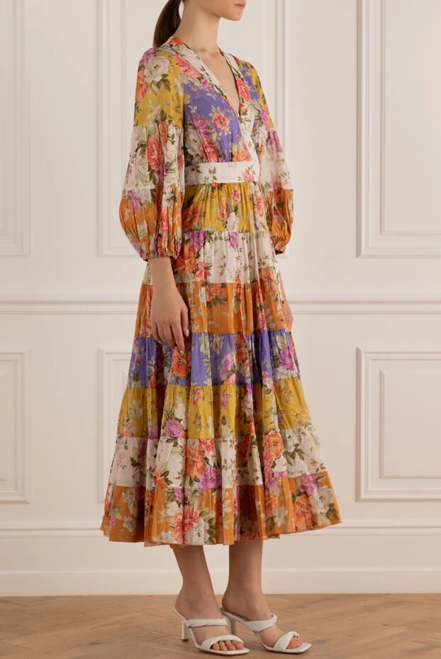 Zimmermann breathable cotton midi dress with voluminous sleeves and flowers
 169427 - photo 3