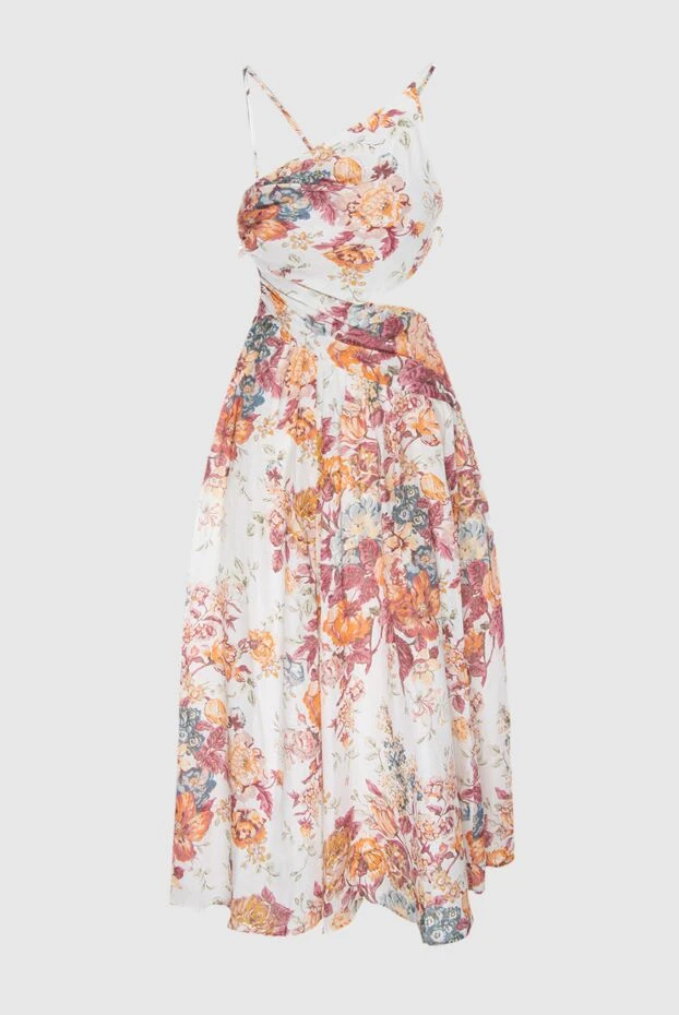 Платье миди на одно плечо с открытой спиной и цветочным принтом - фото 1