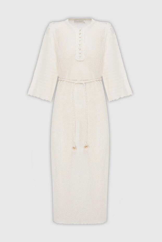 Zimmermann бежевое ажурное пляжное платье-сетка миди из хлопка 169445 - фото 1