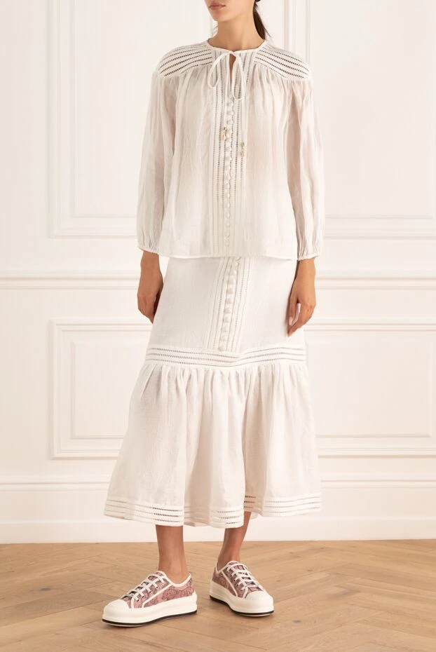 Zimmermann костюм с юбкой из рамы и льна белый женский 169451 - фото 2