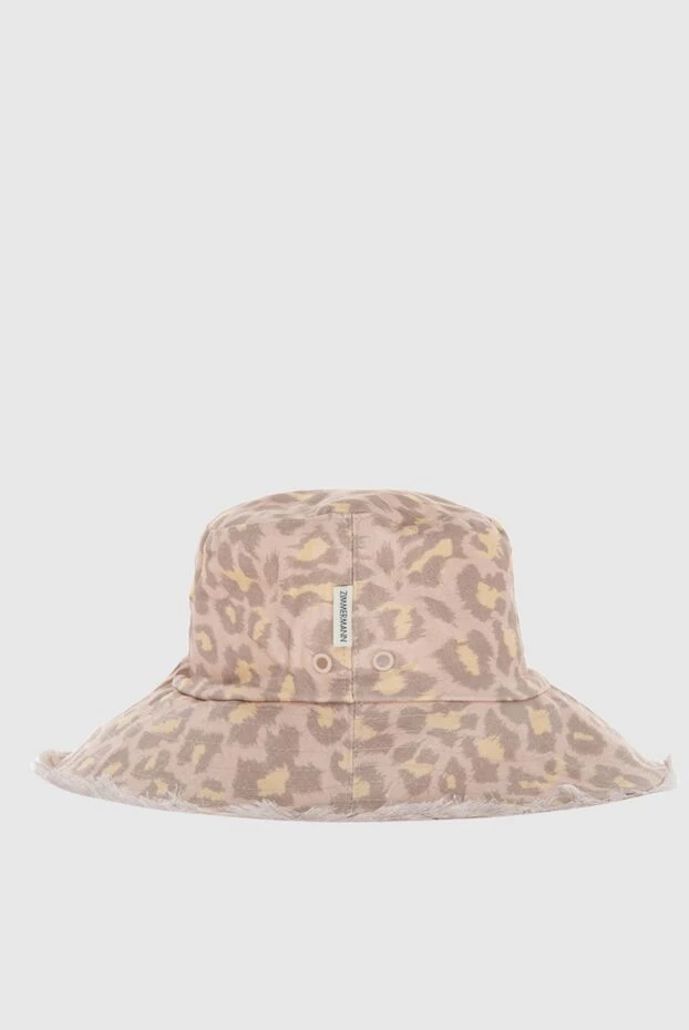 Zimmermann панама женская из льна бежевая в леопардовый принт и бахромой 169455 - фото 3
