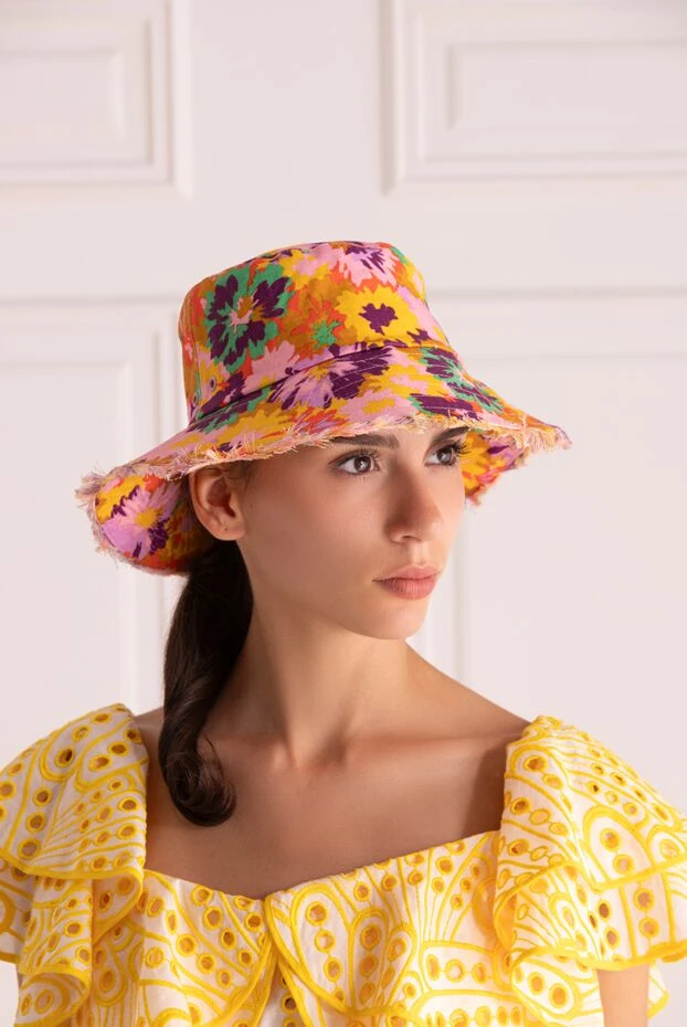 Түрлі түсті гүлді зығырдан жасалған әйелдер панамасы - фото 2