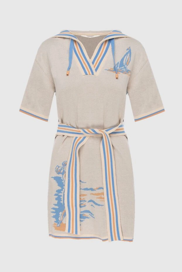 Knitted mini dress with hood and belt beige
- photo 1