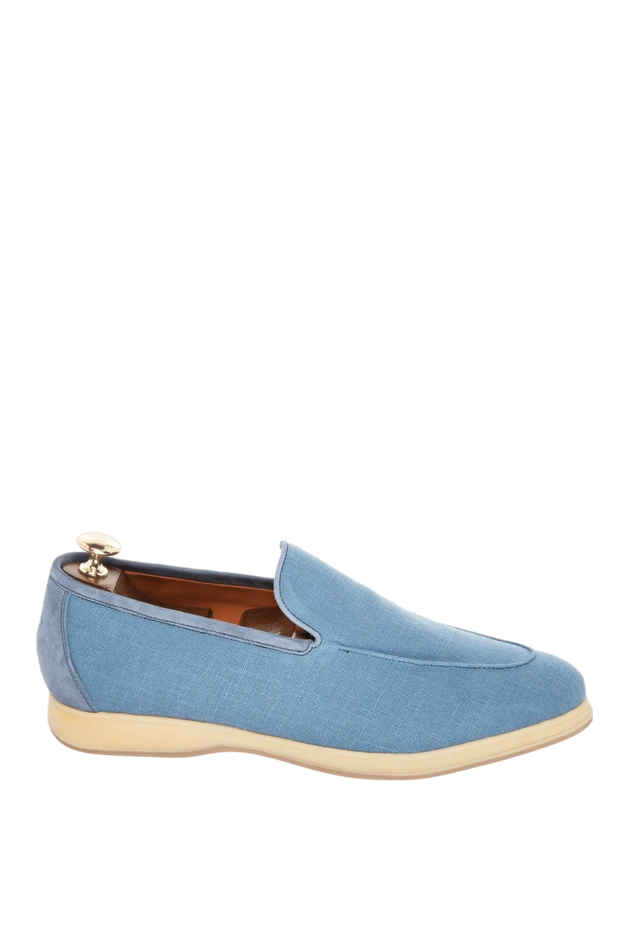 Andrea Ventura man blue linen and suede loafers for men купить с ценами и фото 169536 - photo 1