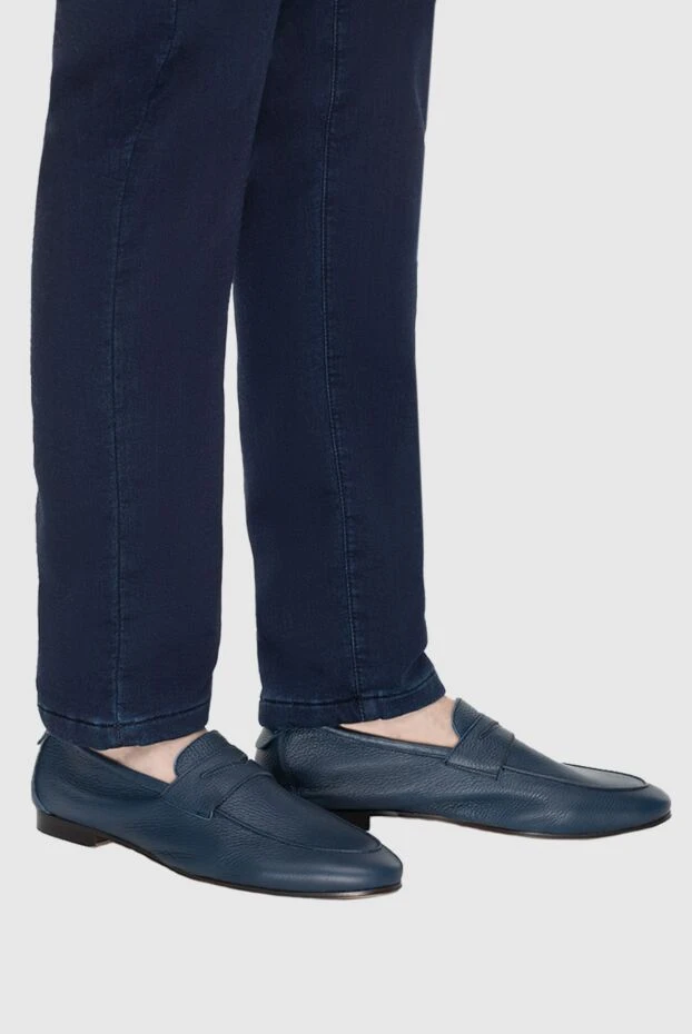 Andrea Ventura man blue leather loafers for men купить с ценами и фото 169540 - photo 2