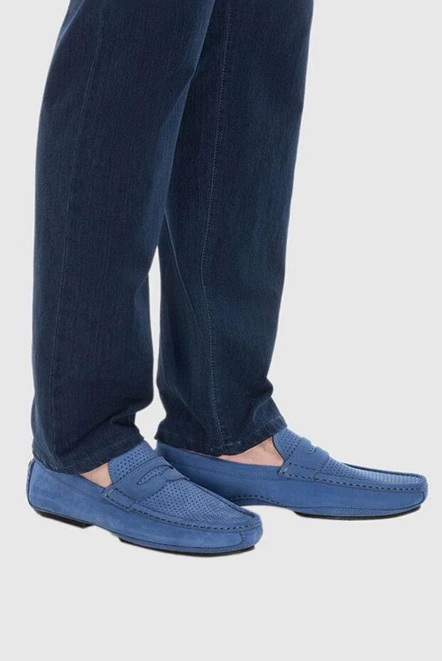 Cesare di Napoli man moccasins for men made of nubuck blue купить с ценами и фото 169567 - photo 2