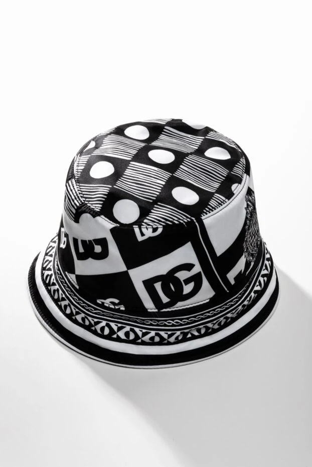 Нейлоновая панама с оригинальным принтом логотипа черно-белая - фото 2