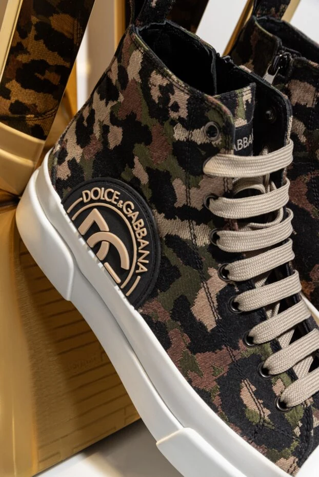 Dolce & Gabbana кеды с текстилем зеленые мужские 169682 - фото 2