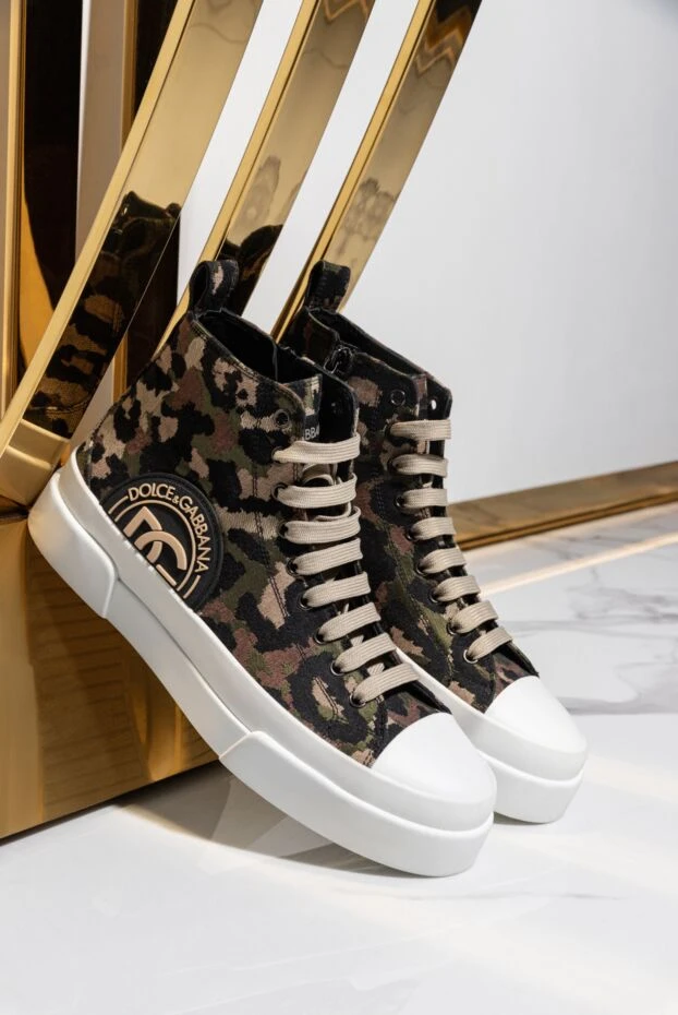 Dolce & Gabbana кеды с текстилем зеленые мужские 169682 - фото 3