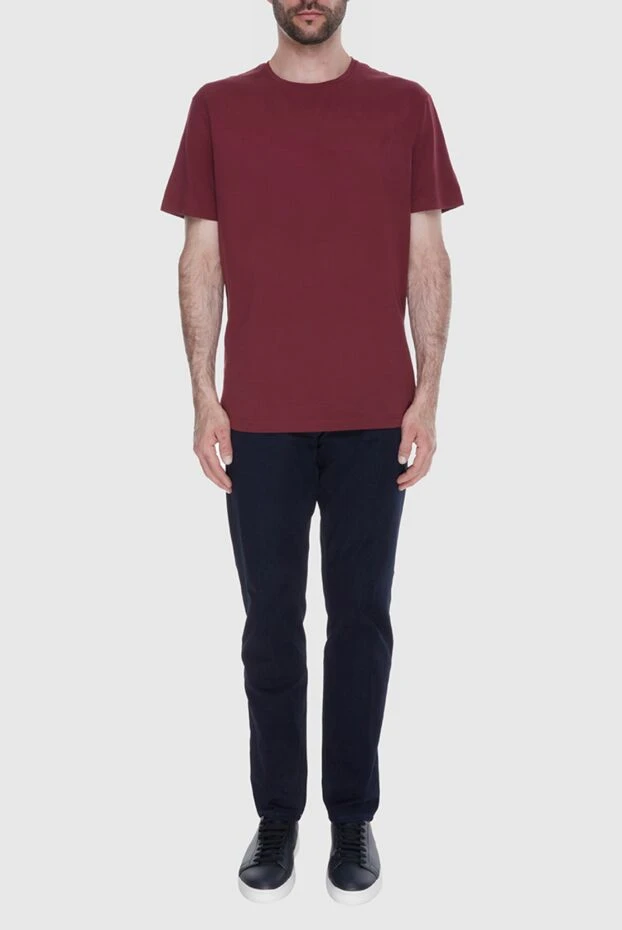 Loro Piana man silk and cotton t-shirt burgundy for men купить с ценами и фото 169694 - photo 2