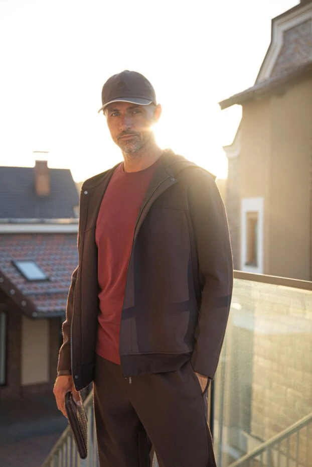 Loro Piana ерлерге арналған бургундия жібек және мақтадан жасалған футболка 169694 - фото 2