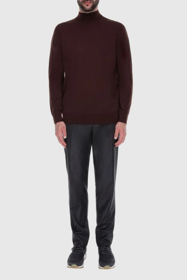 Loro Piana man men's jumper with a high stand-up collar, brown wool купить с ценами и фото 169703 - photo 2