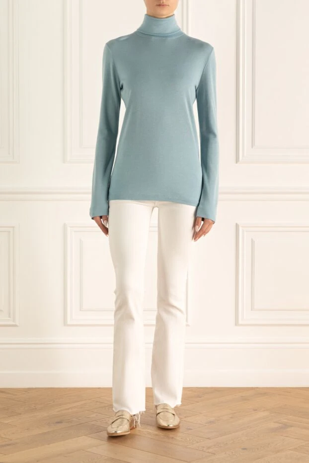 Loro Piana woman blue cashmere and silk golf for women купить с ценами и фото 169706 - photo 2