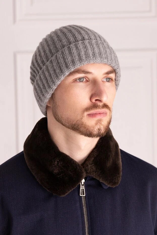 Loro Piana man gray cashmere hat for men купить с ценами и фото 169742 - photo 2