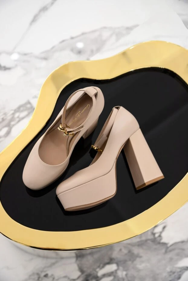 Gianvito Rossi ременьмен беж былғарыдан жасалған әйелдердің туфлилері 169758 - фото 2