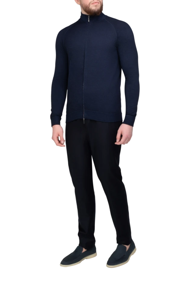 Loro Piana man men's blue fleece and cashmere trousers купить с ценами и фото 169773 - photo 2