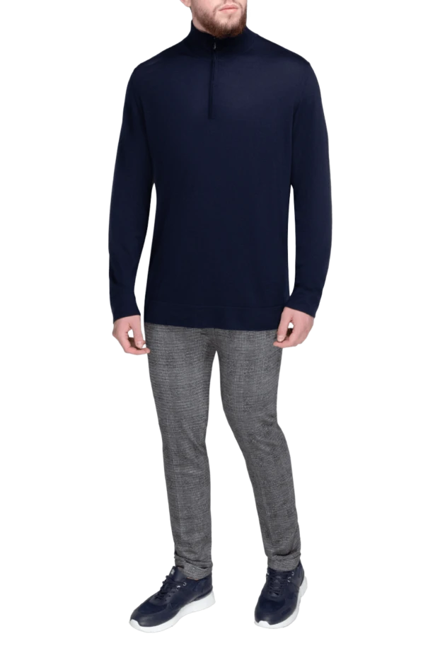 Loro Piana man cashmere, fleece and silk troyer blue for men купить с ценами и фото 169778 - photo 2