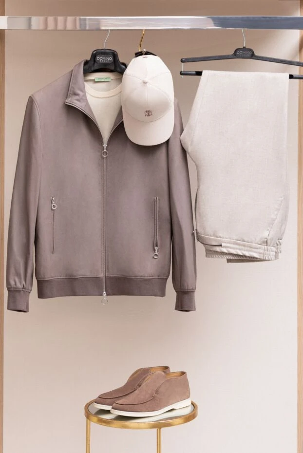 Tombolini белінде галстук бар ерлер бежевый жүннен жасалған шалбар
 169823 - фото 2