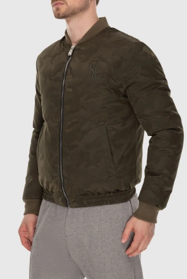 Billionaire men's cropped khaki down jacket with textured print 169826 - photo 3
