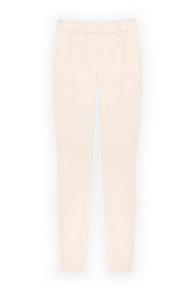 Әйелдерге арналған беже түсті тері шалбар қатты пішімде - фото 1